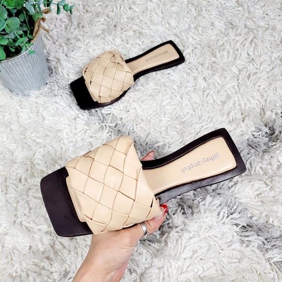 Jeffrey Campbell Shoes - Jeffrey Campbell leather Costelo nude braided slides sandals NIB
